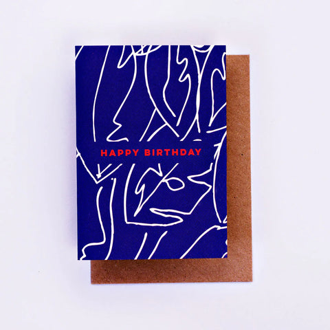 NAVY BOTANIC BIRTHDAY CARD