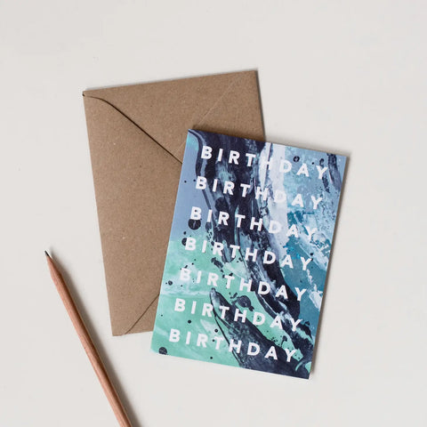 NAVY MINT BIRTHDAY CARD