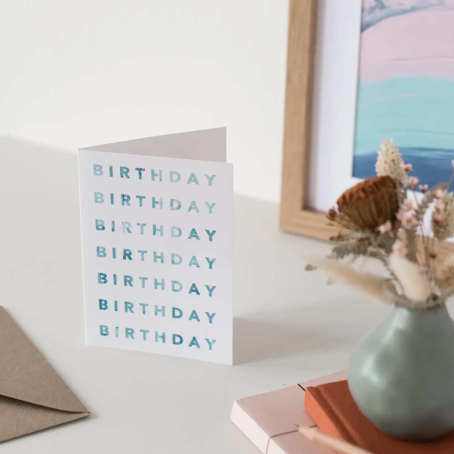 BLUE BLOCK LETTER BIRTHDAY CARD
