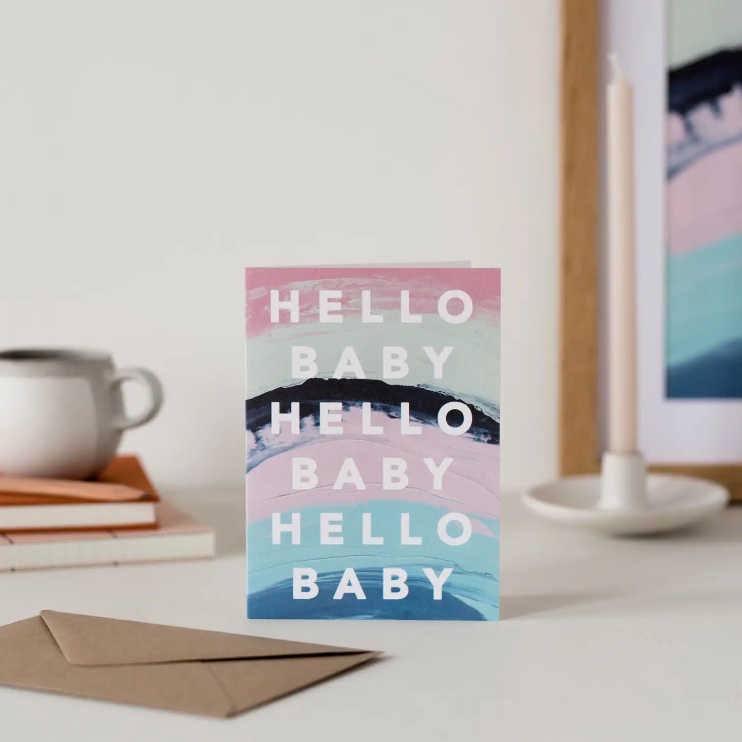 RAINBOW HELLO BABY CARD