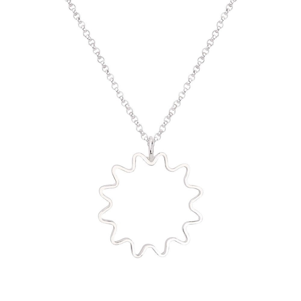 Mini ondulée pendant necklace in recycled sterling silver with silver chain, handmade by Olivia Taylor in Glasgow