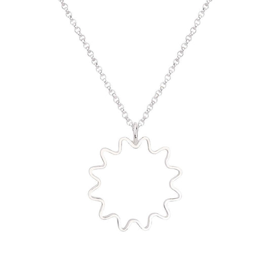 Mini ondulée pendant necklace in recycled sterling silver with silver chain, handmade by Olivia Taylor in Glasgow