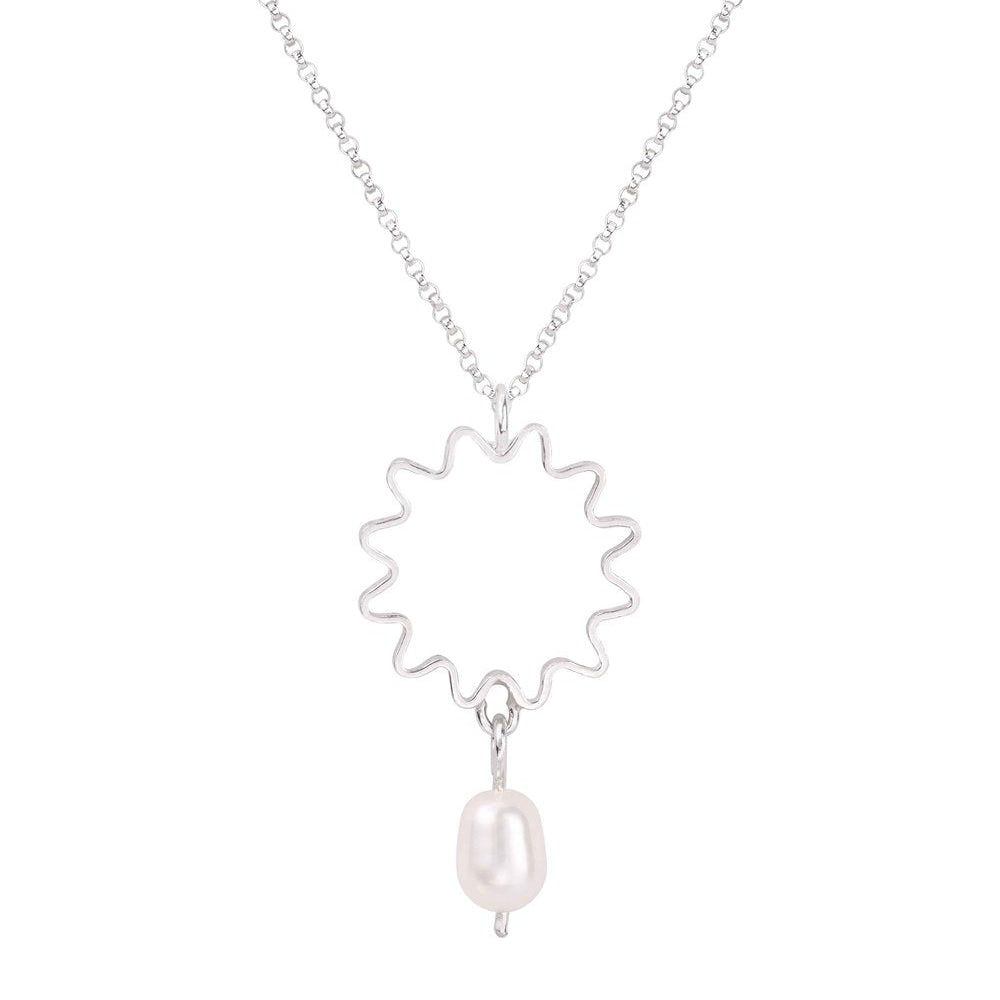 Mini Ondulée pearl pendant necklace with small delicate drop pearl, matching studs, and hoops for versatile styling.