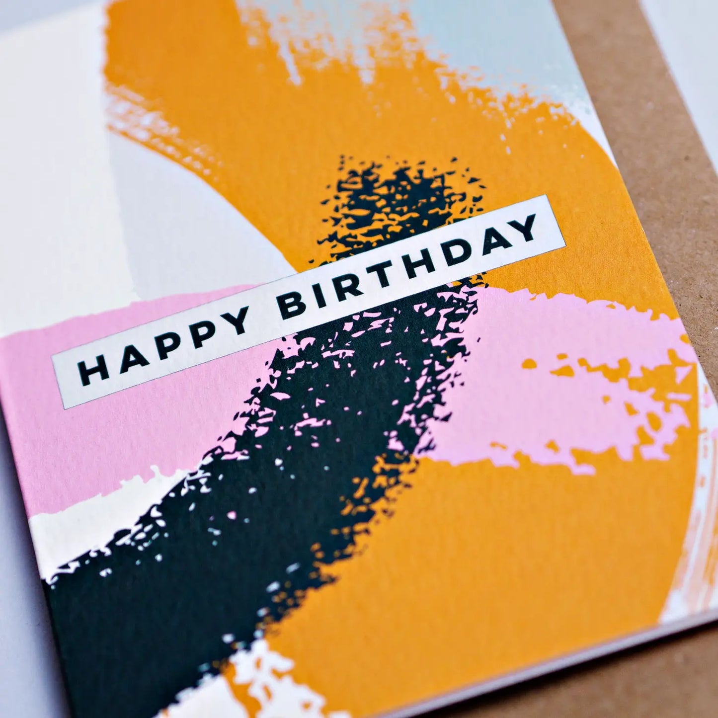 PINK MUSTARD SWIRL BIRTHDAY CARD