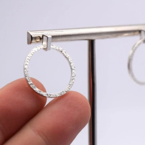 TEXTURED DROP STERLING SILVER EARRINGS