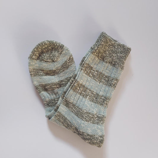 KHAKI/BLUE CHUNKY SOCKS