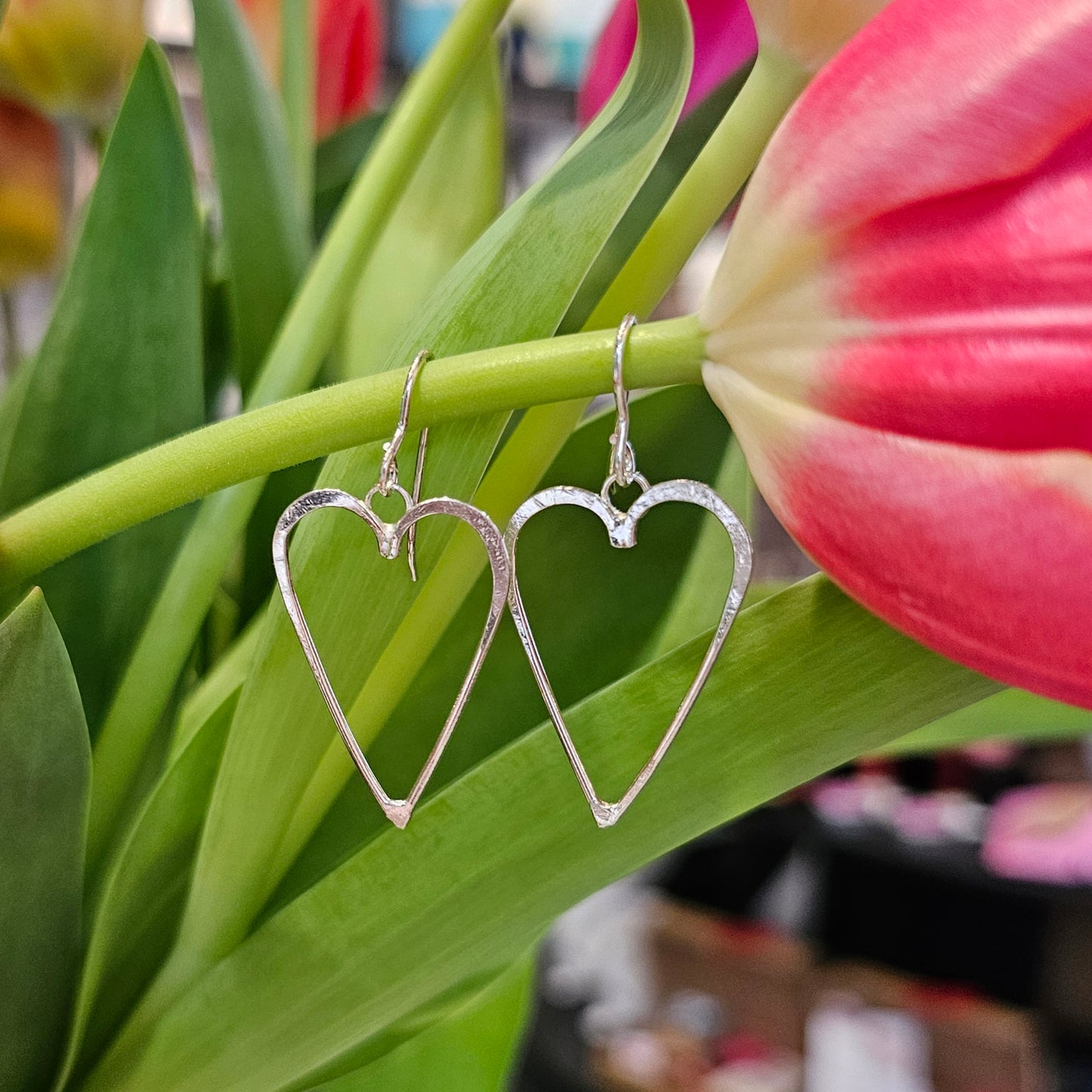 LARGE DANGLE HEART EARRINGS