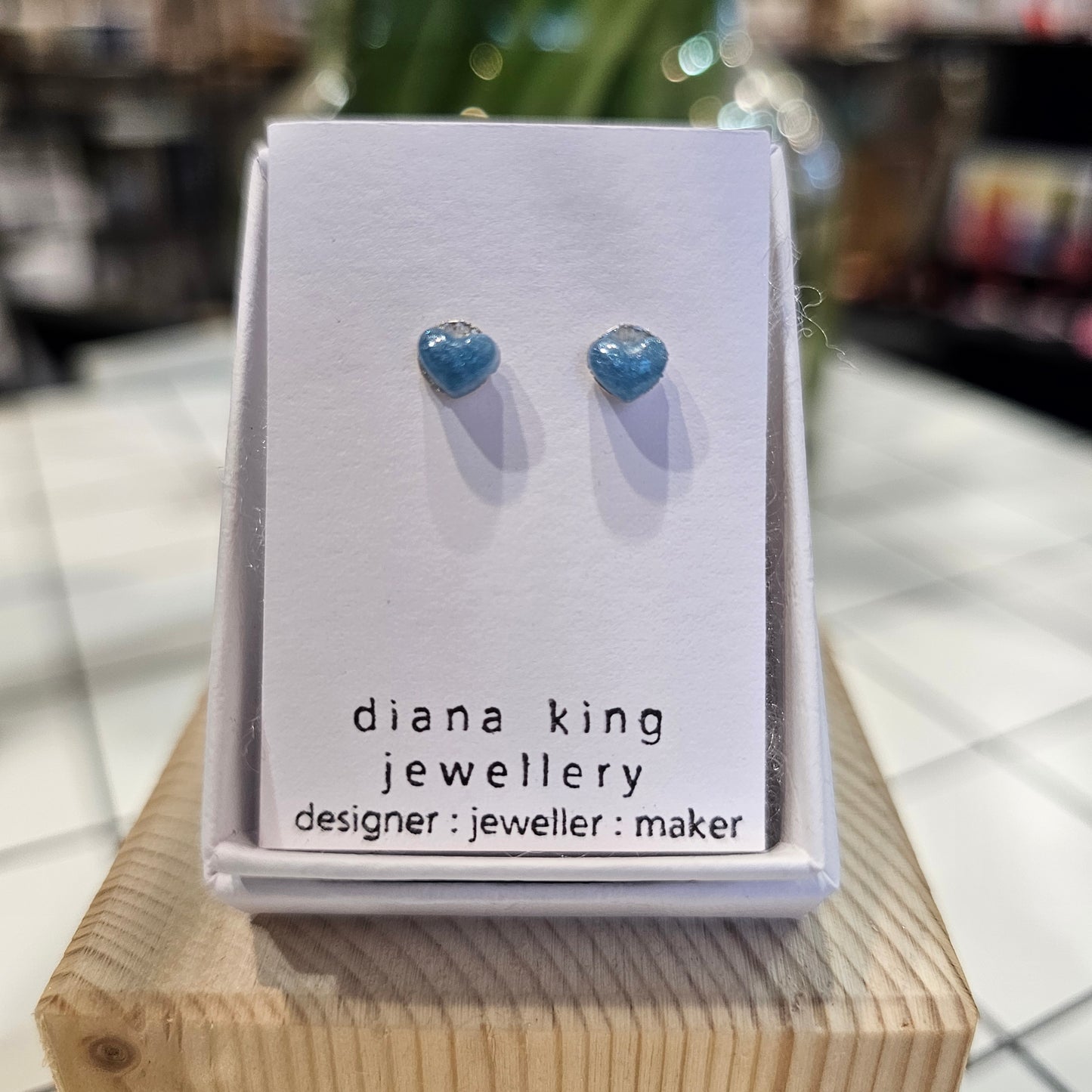 LIGHT BLUE TINY PUFF HEART STUDS