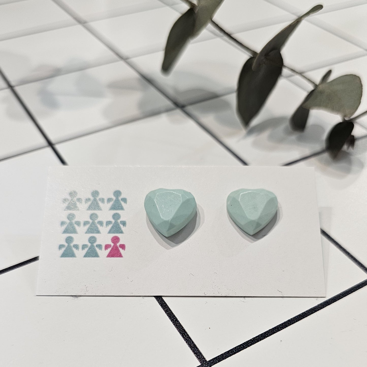 ZERO WASTE GEOMETRIC HEART STUDS