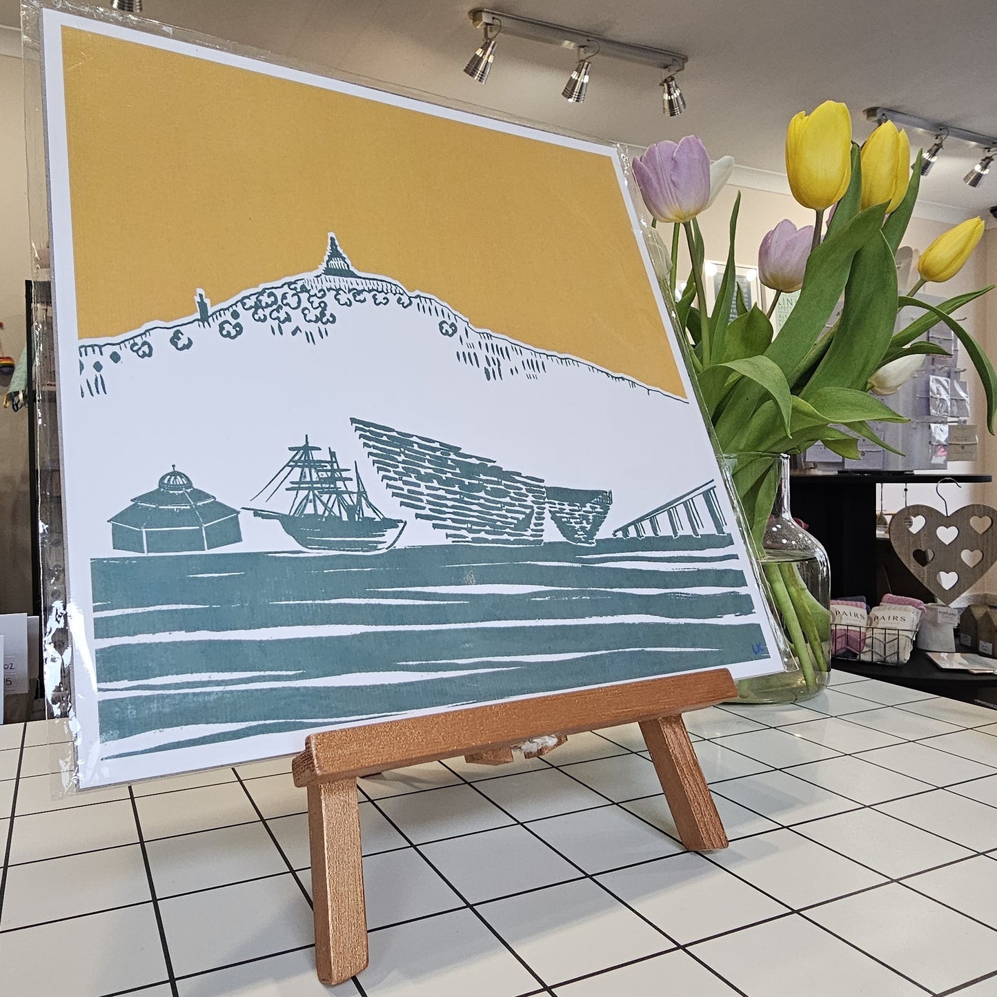 Illustrated Dundee Cityscape print with Law Hill, V&A and Tay Bridge by Louise Kirby