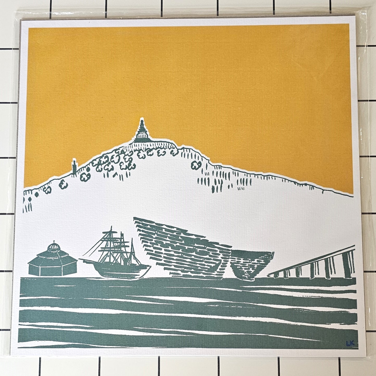 Illustrated Dundee Cityscape print with Law Hill, V&A and Tay Bridge by Louise Kirby