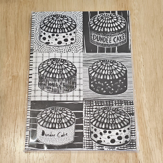 A5 Dundee Delights notebook by Louise Kirby with illustrated Dundee Cake cover design