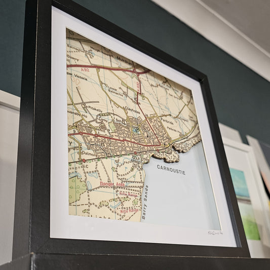 CARNOUSTIE MAP SILHOUETTE FRAMED