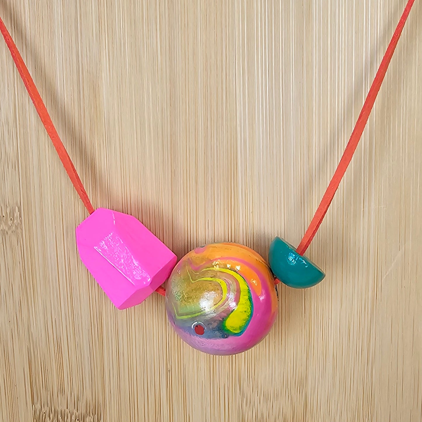 GEO BLOCK MARBLED BEAD COMPONENT NECKLACE