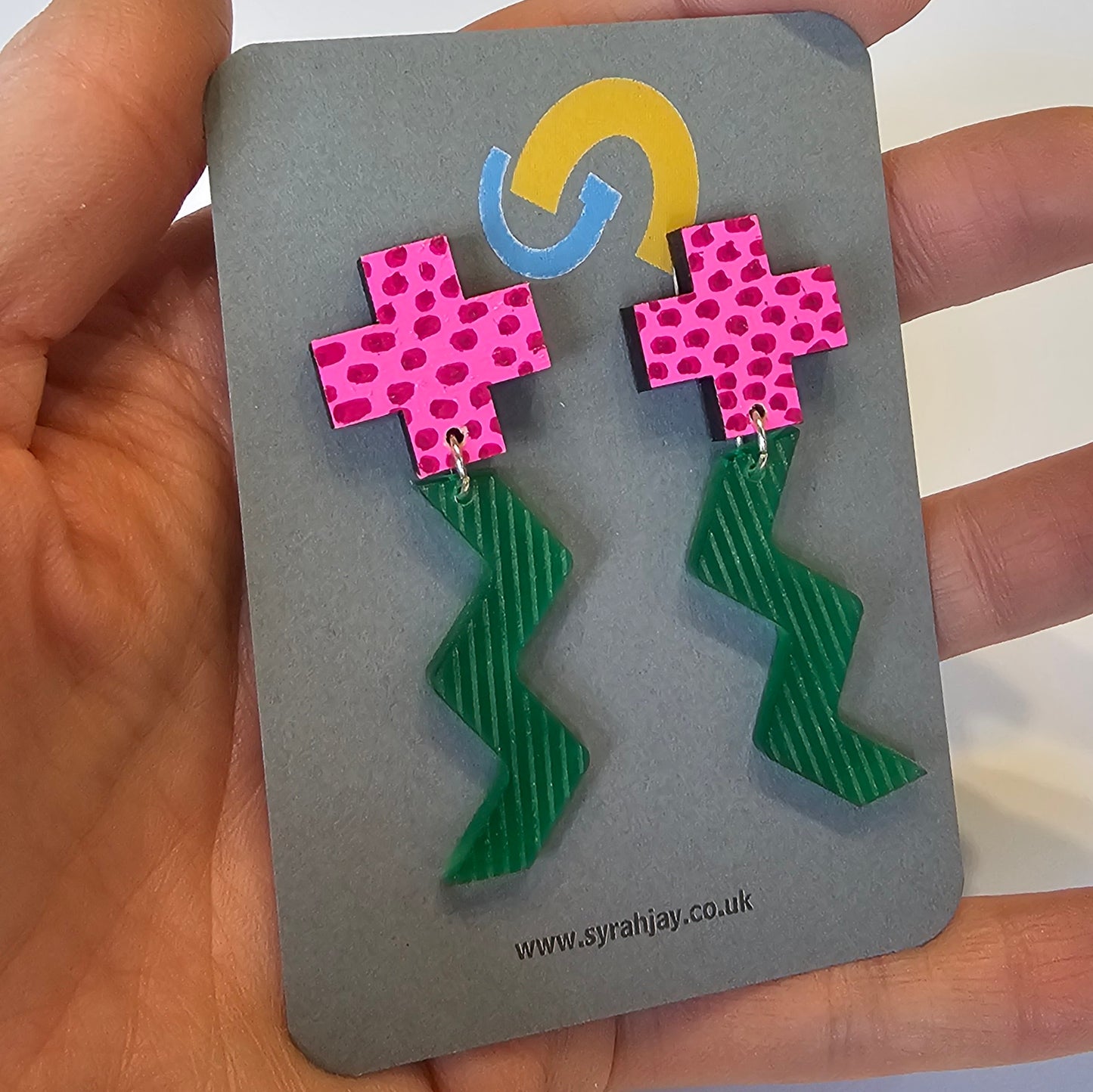 GEO BLOK BUMBY + ZIG ZIG DANGLE EARRINGS