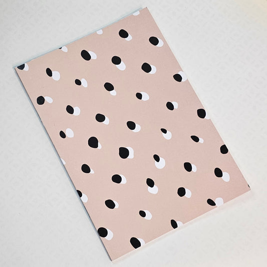 NOTEBOOK - PINK + BLACK/WHITE SPOT