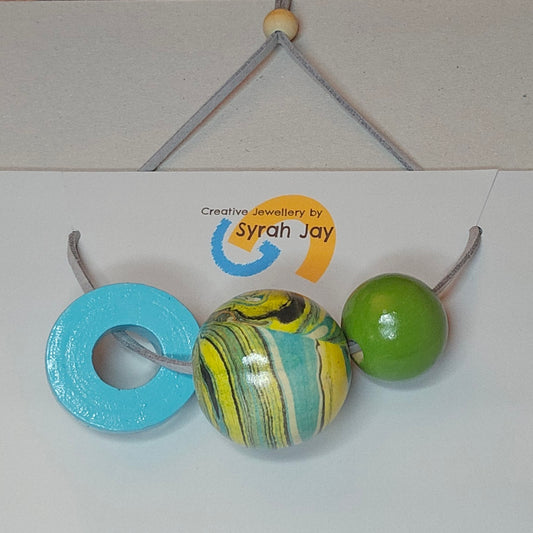 GEO BLOCK MARBLED BEAD COMPONENT NECKLACE