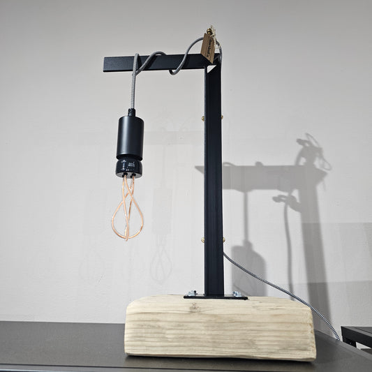 BLACK ANGLE IRON + WOOD LAMP