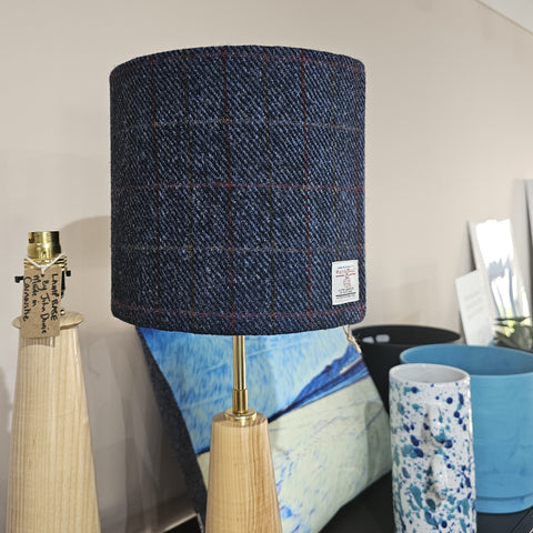 NAVY CHECKED HARRIS TWEED LAMPSHADE