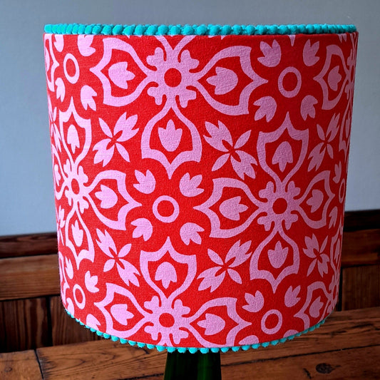 PINK RED GEOMETRIC FLORAL LAMPSHADE