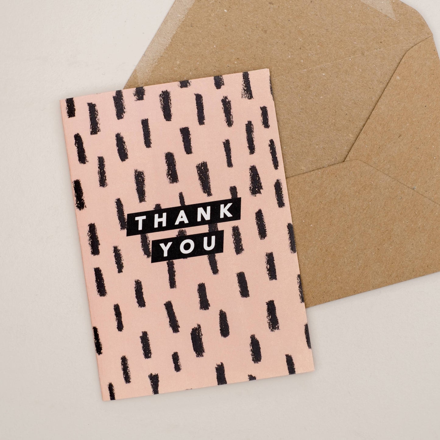 TAN PATTERN LINES THANK YOU CARD