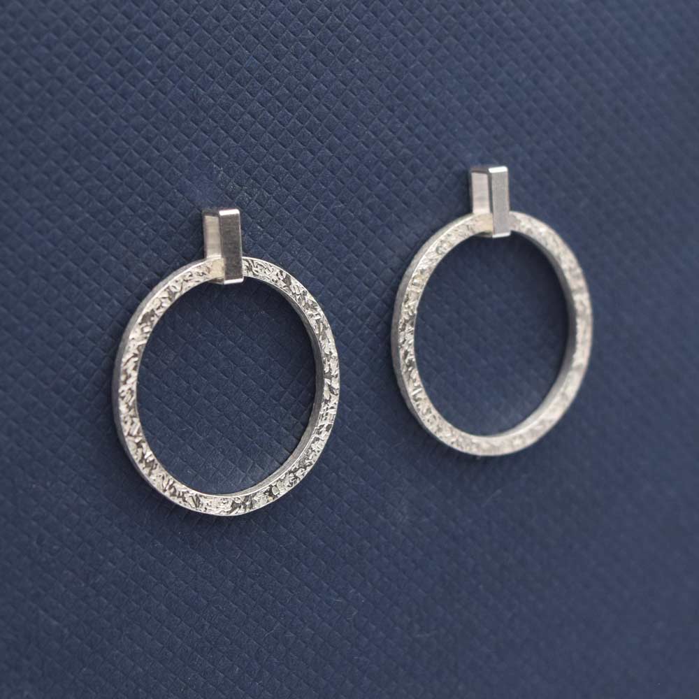 TEXTURED DROP STERLING SILVER EARRINGS