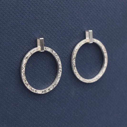 TEXTURED DROP STERLING SILVER EARRINGS