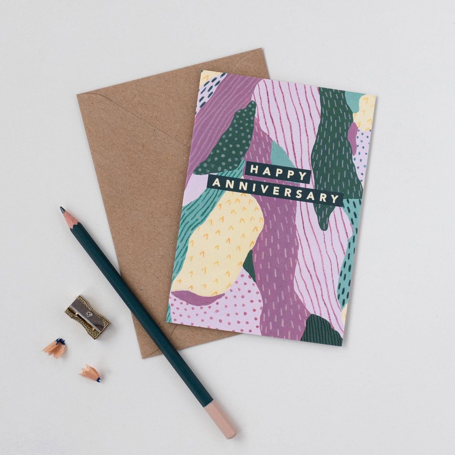 PURPLE ABSTRACT ANNIVERSARY CARD