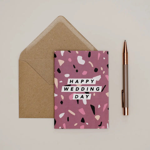 DARK PINK TERRAZZO WEDDING CARD