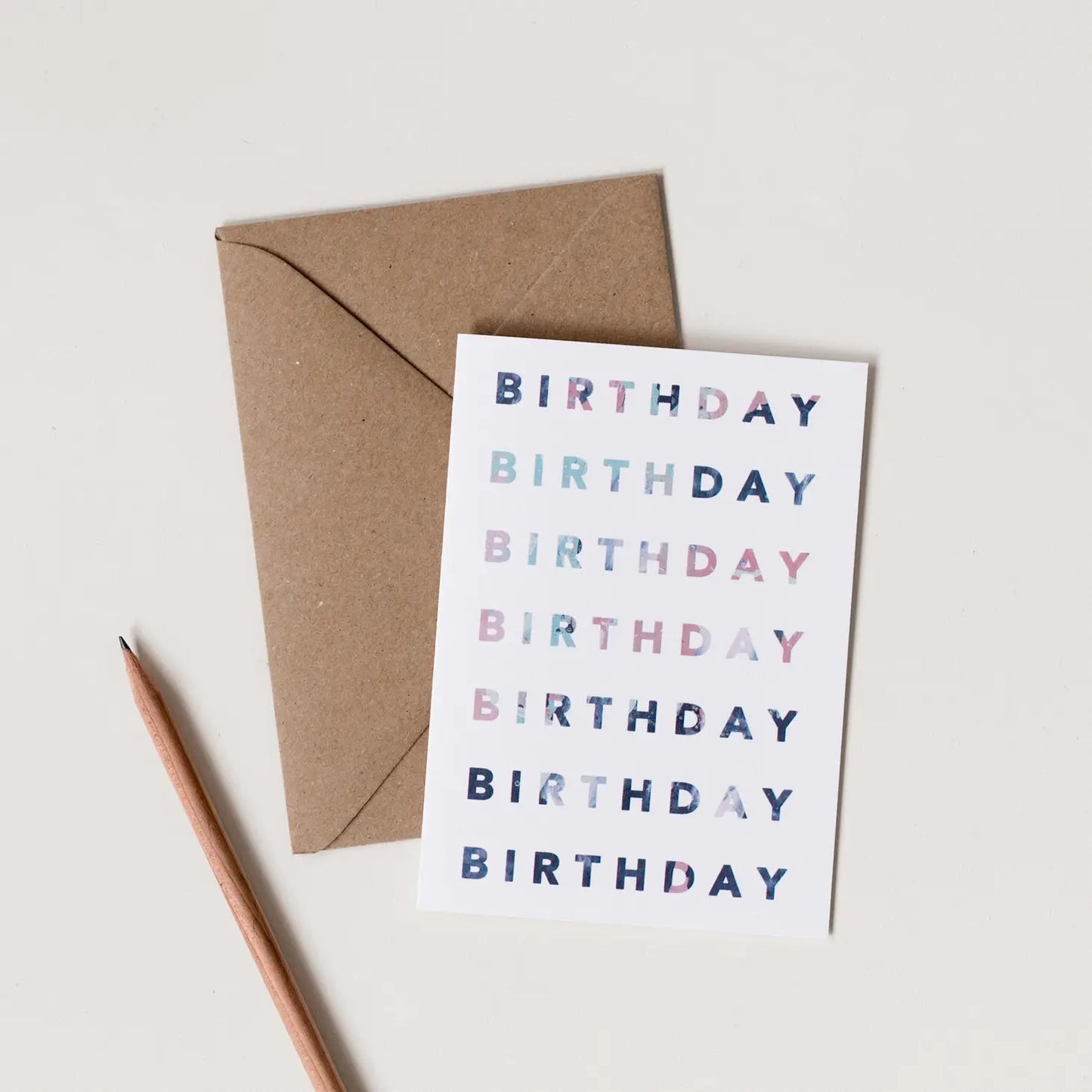 PINK BLUE BLOCK LETTER BIRTHDAY CARD