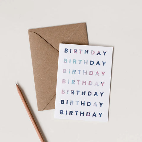 PINK BLUE BLOCK LETTER BIRTHDAY CARD