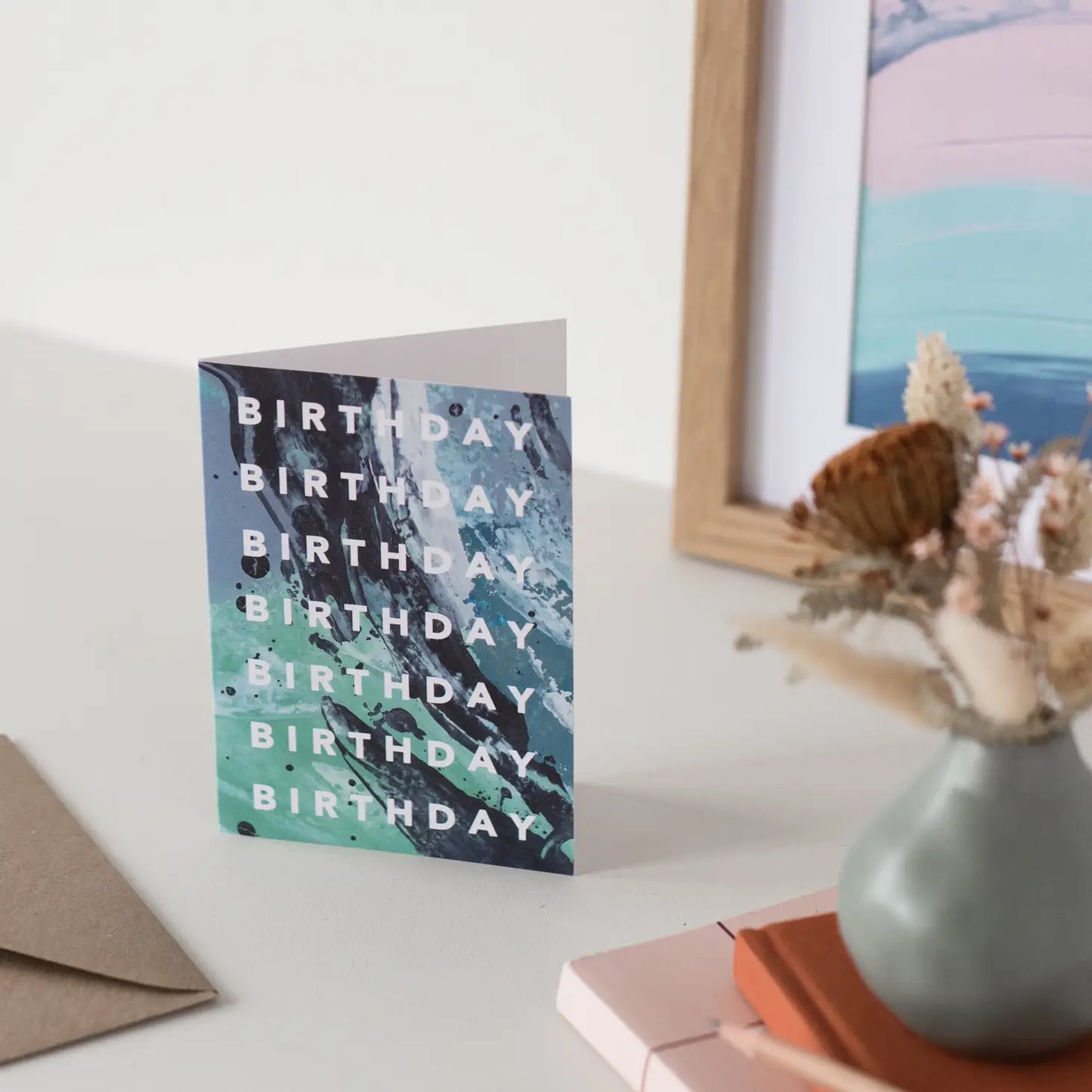 NAVY MINT BIRTHDAY CARD