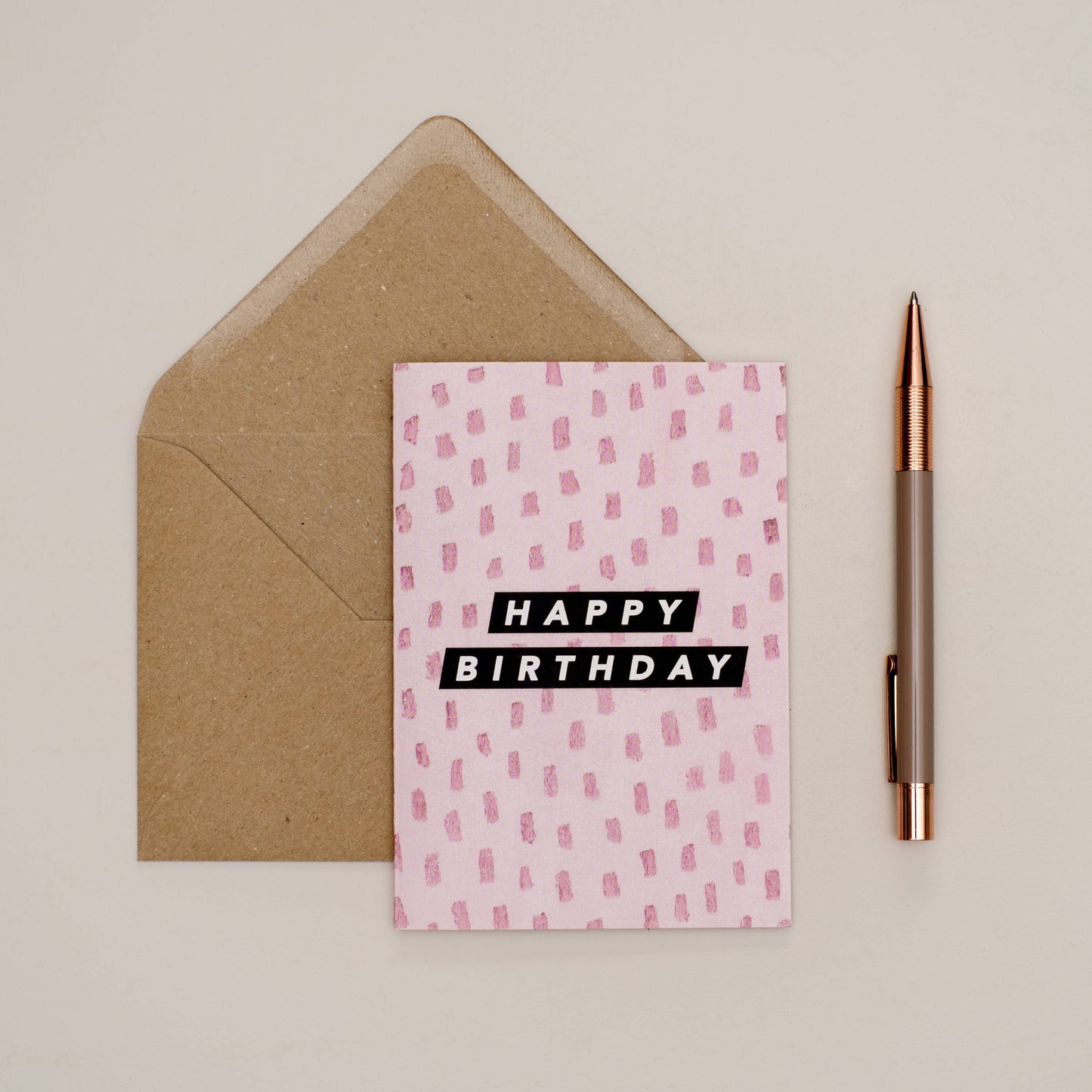 PINK PATTERN LINES BIRTHDAY CARD