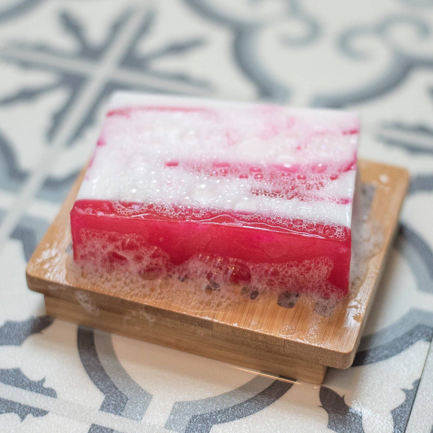 RASPBERRY RIPPLE HANDMADE SOAP SLICE