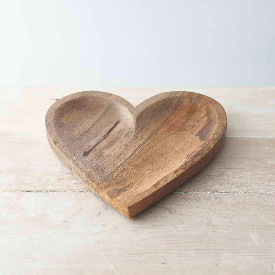 NATURAL WOODEN HEART DISH