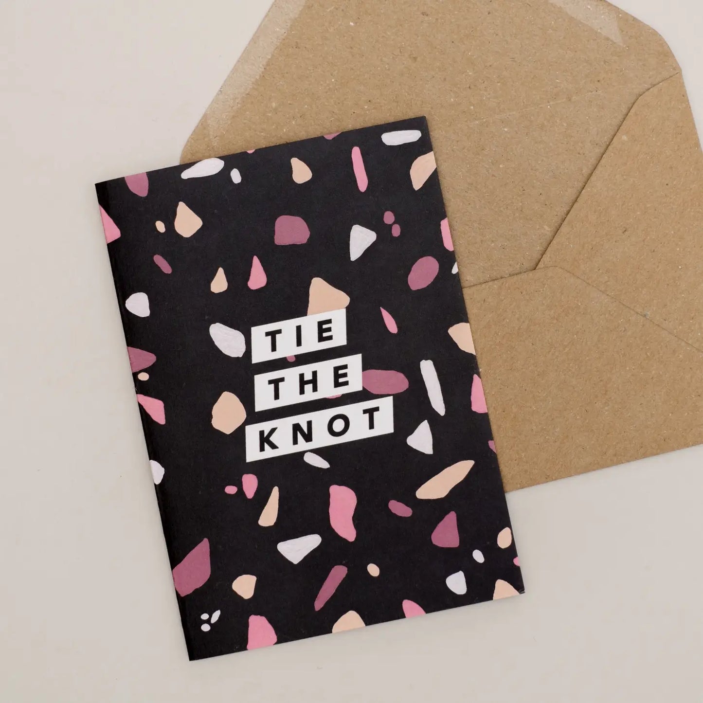 BLACK TERRAZZO TIE THE KNOT CARD