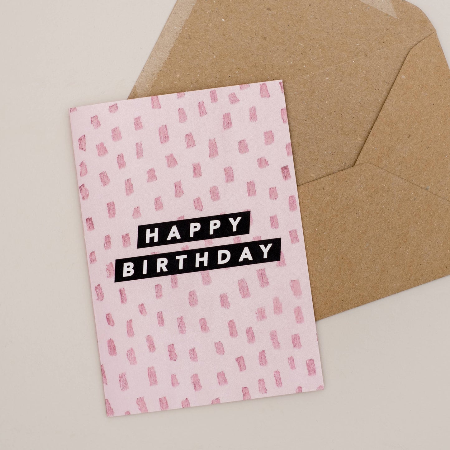 PINK PATTERN LINES BIRTHDAY CARD