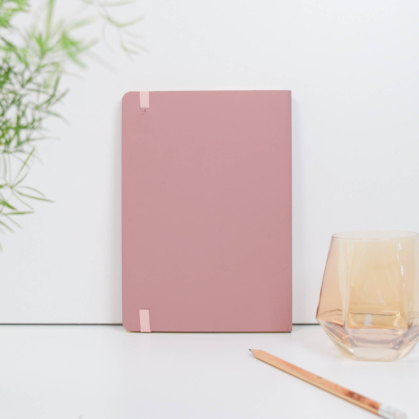 A5 recycled leather notebook with elastic closure in pink