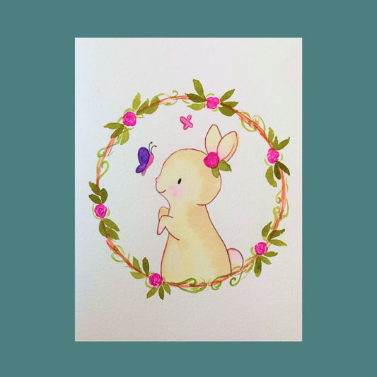 BUNNY + WREATH CARD