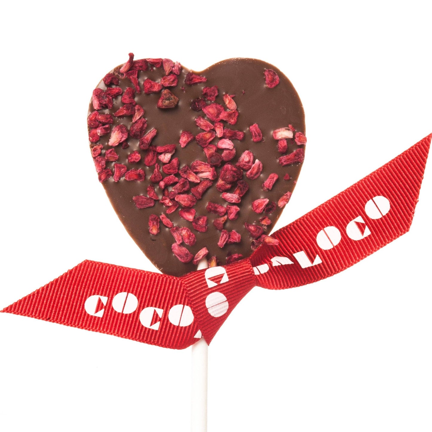MILK CHOCOLATE & RASPBERRY HEART LOLLY