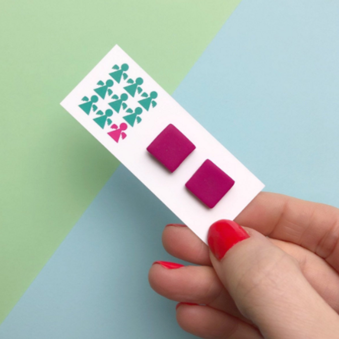 HOT PINK SQUARE STUDS