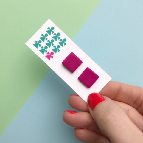 HOT PINK SQUARE STUDS