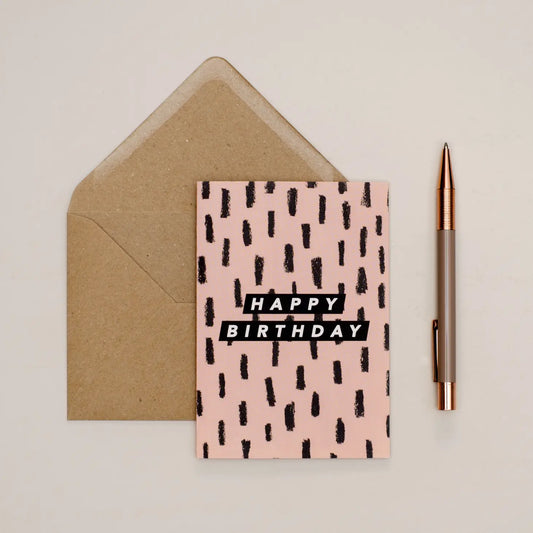 TAN PATTERN LINES BIRTHDAY CARD