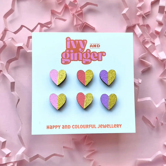 GOLD EDGE HEART STUDS