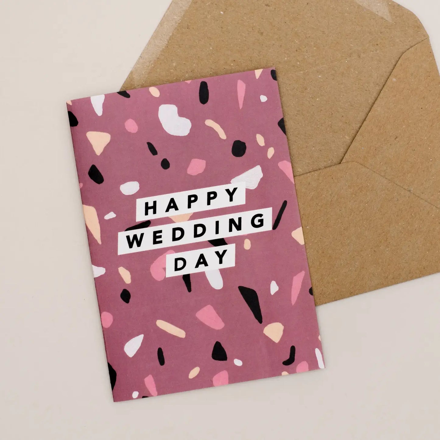 DARK PINK TERRAZZO WEDDING CARD