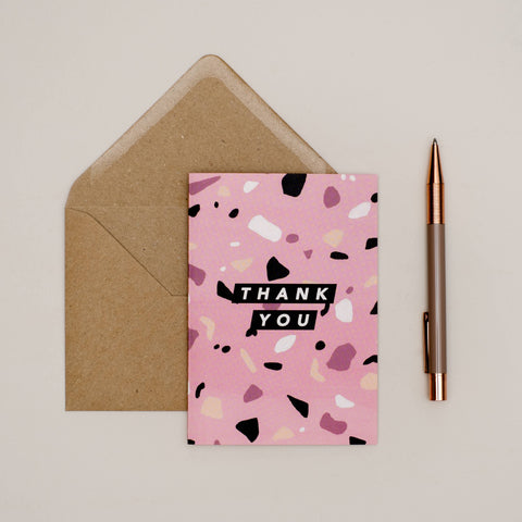 PINK TERRAZZO THANK YOU CARD