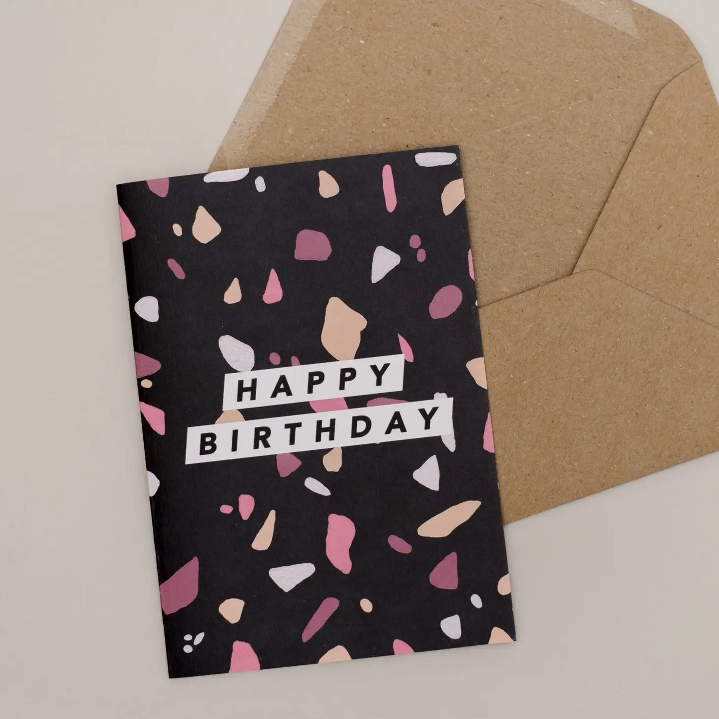 BLACK TERRAZZO BIRTHDAY CARD