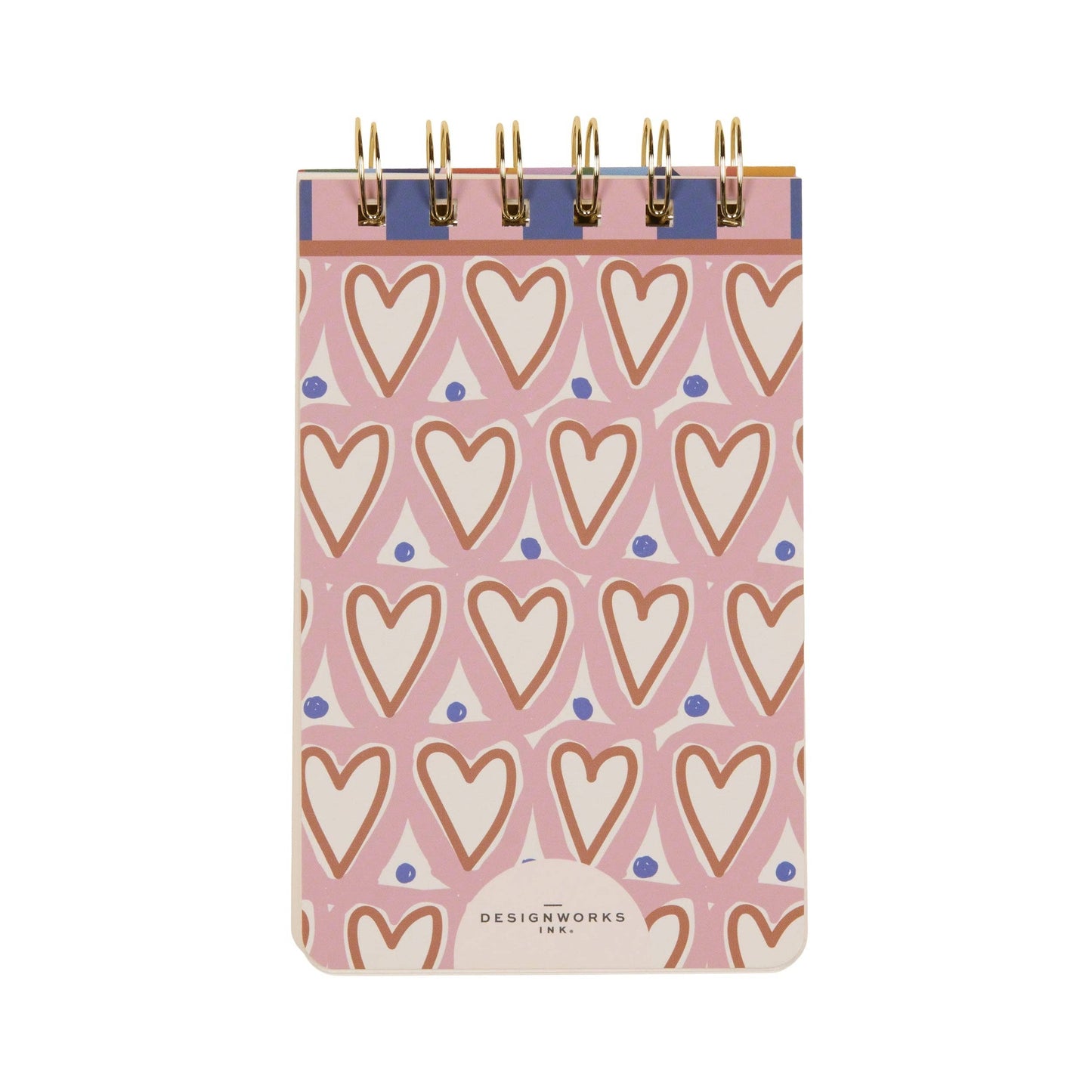Designworks A Dopo Hearts wire-bound notepad with a colourful hand-drawn heart design inspired by Mediterranean travel