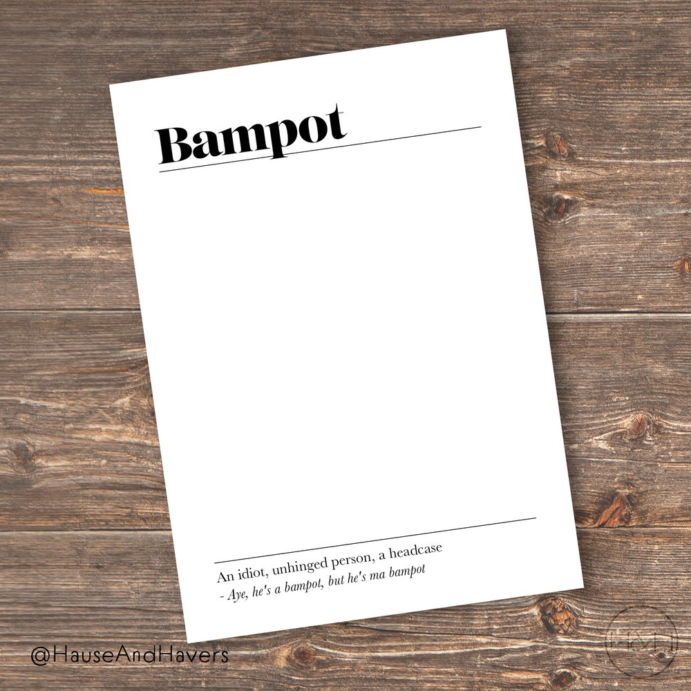 Bampot funny Scottish greeting card printed in Edinburgh