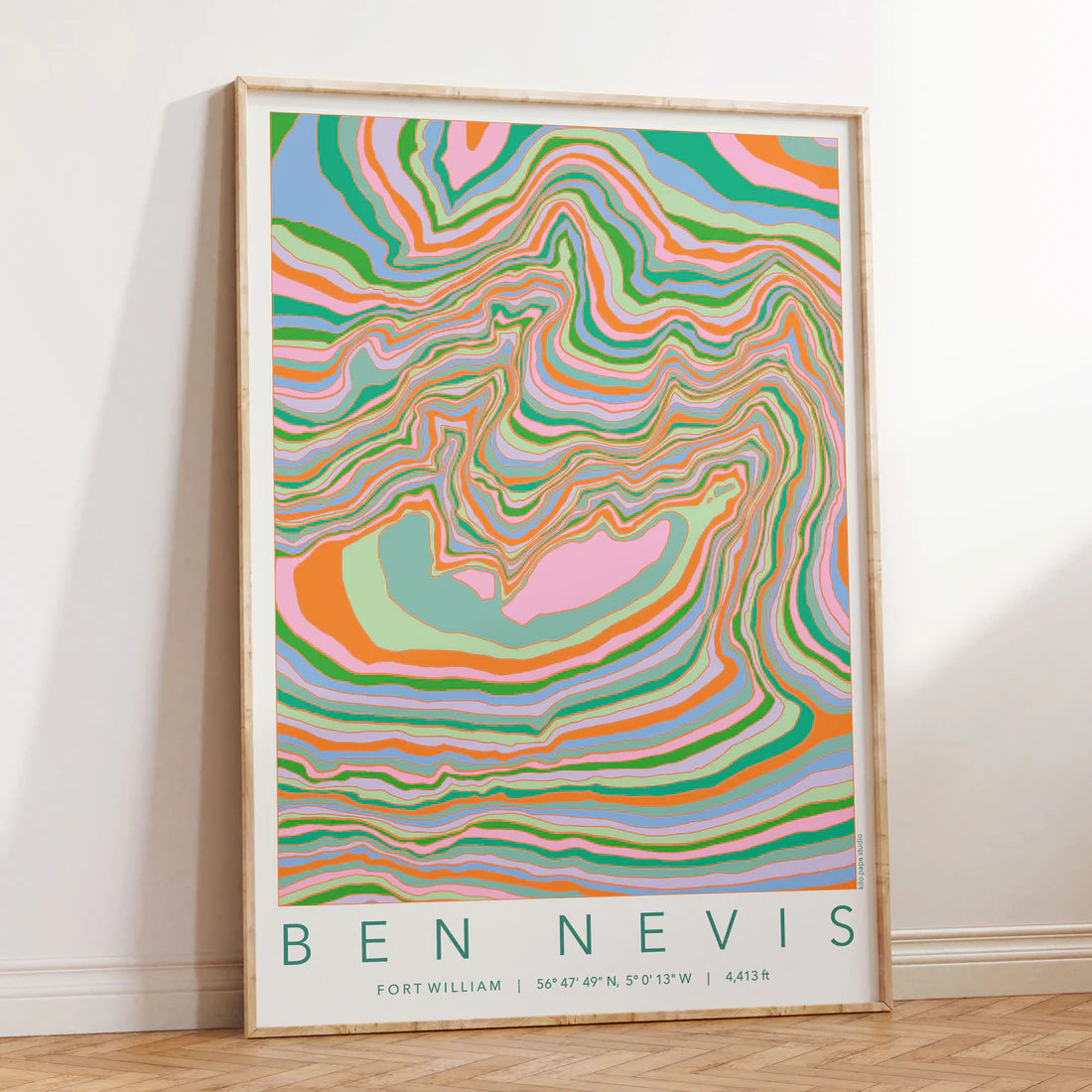 BEN NEVIS COLOURFUL TOPOGRAPHY A4 PRINT